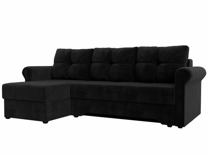 Угловой диван-кровать Леон черного цвета левый угол