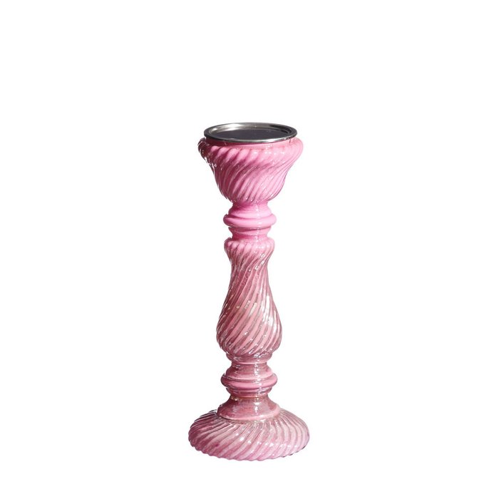 Стеклянный подсвечник розового цвета