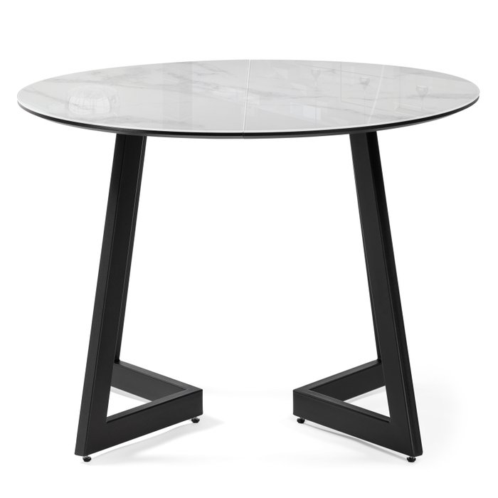 Раздвижной обеденный стол Алингсос бело-серого цвета - лучшие Обеденные столы в INMYROOM