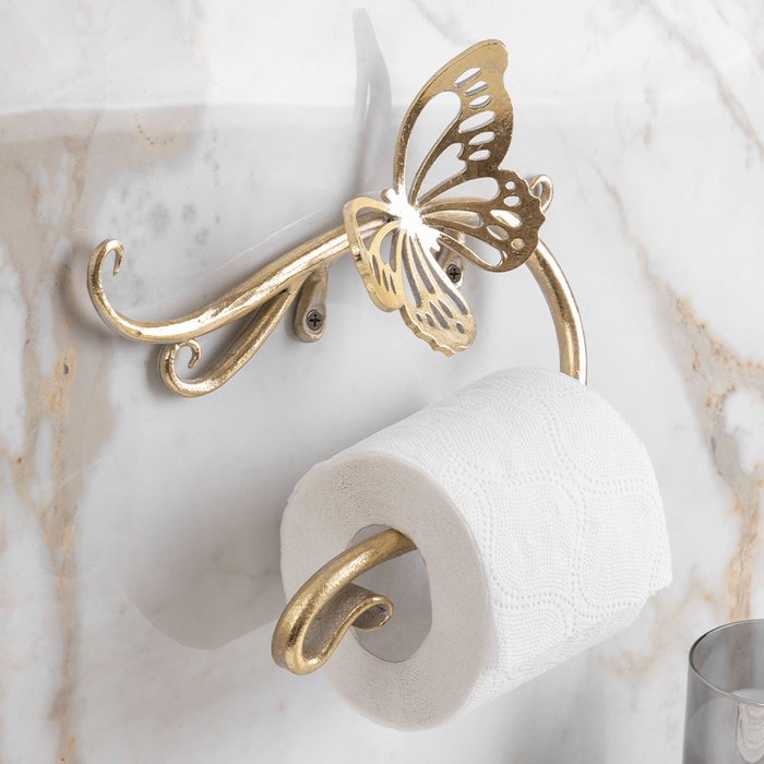 Держатель для туалетной бумаги Бабочка Эир кремово-золотого цвета - купить Держатели для туалетной бумаги по цене 2749.0