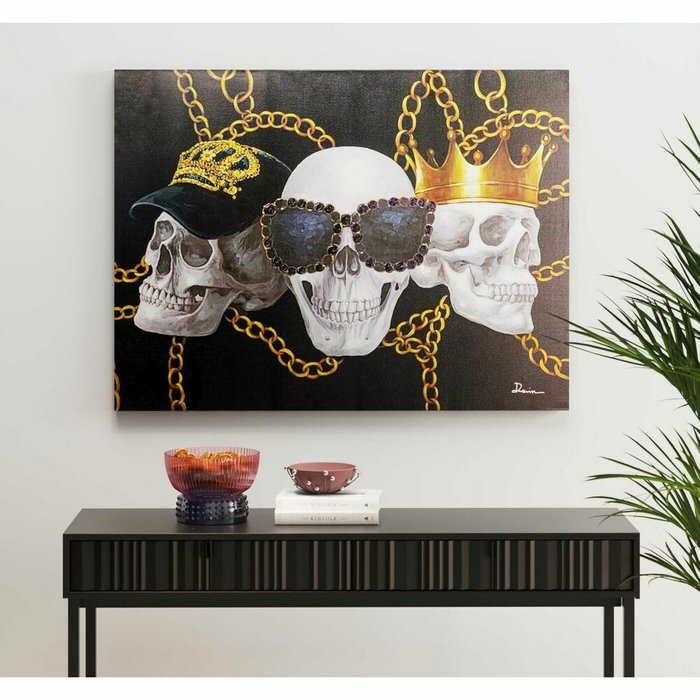 Картина Skull черно-серого цвета - лучшие Картины в INMYROOM
