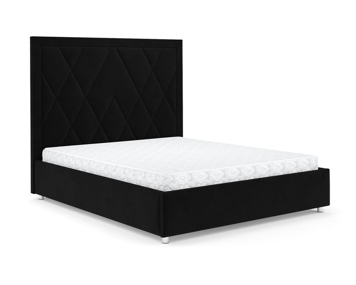 Кровать Треви 140х190 черного цвета с подъемным механизмом (велюр) - купить Кровати для спальни по цене 37090.0