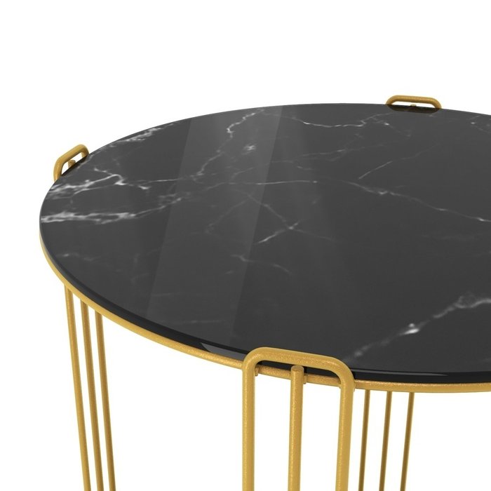 Столик кофейный Арнис черного цвета под мрамор - лучшие Кофейные столики в INMYROOM