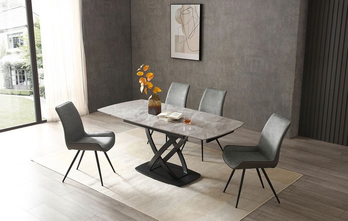 Стол обеденный раскладной Lorenzo серого цвета - лучшие Обеденные столы в INMYROOM