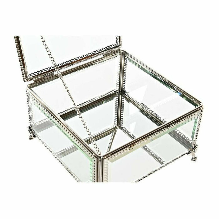 Шкатулка Стеклянный Металл 16 x 16 x 10 cm Серебристый Прозрачный - купить Шкатулки по цене 5876.0