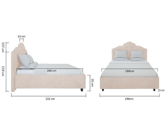 Кровать Palace Велюр Серый 180x200 - купить Кровати для спальни по цене 74800.0