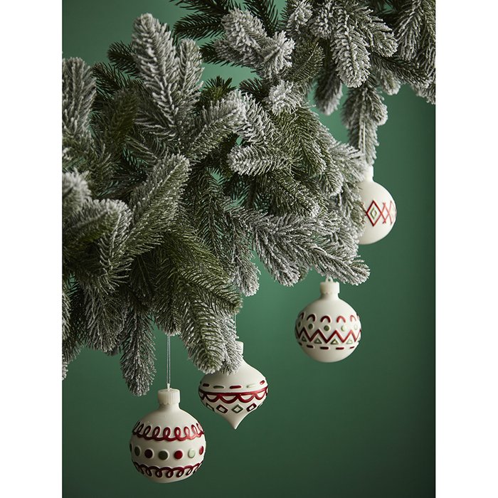 Набор ёлочных украшений с подсветкой Festive Embroidey белого цвета - купить Елочные украшения по цене 4490.0