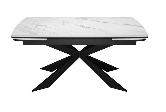 Раздвижной обеденный стол DikLine KM160 черно-белого цвета - лучшие Обеденные столы в INMYROOM Раздвижной обеденный стол DikLine KM160 черно-белого цвета - лучшие Обеденные столы в INMYROOM