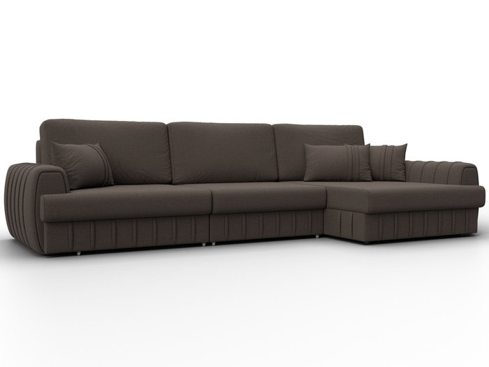 Угловой диван кровать Лига-057 L Лонг коричневого цвета правый