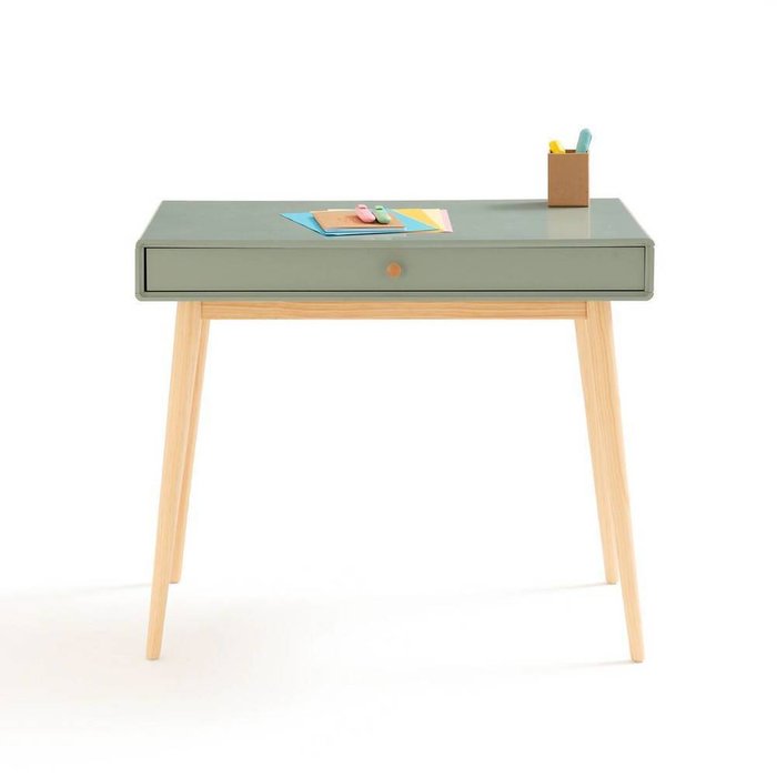 Детский письменный стол с ящиком Jimi серо-зеленого цвета - лучшие Детские столы в INMYROOM