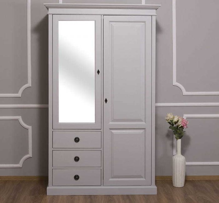 Шкаф-гардероб двухдверный Брюгге с зеркалом   - лучшие Шкафы распашные в INMYROOM