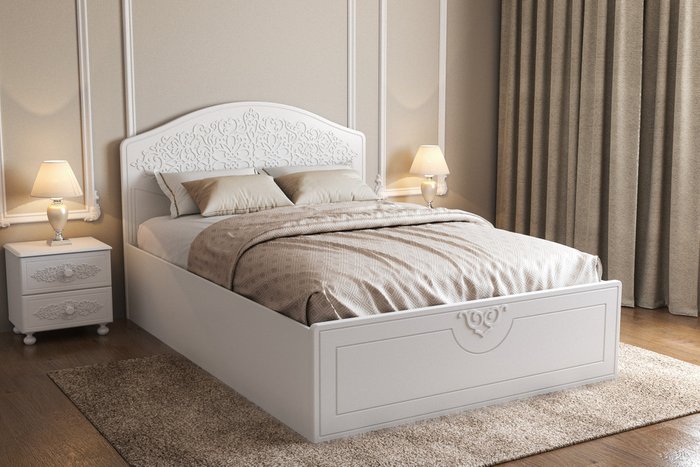 Кровать Ассоль 140х200 белого цвета с подъемным механизмом - лучшие Кровати для спальни в INMYROOM