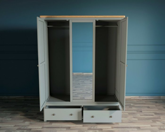 Шкаф двустворчатый широкий Jules Verne серый из массива березы - лучшие Шкафы распашные в INMYROOM