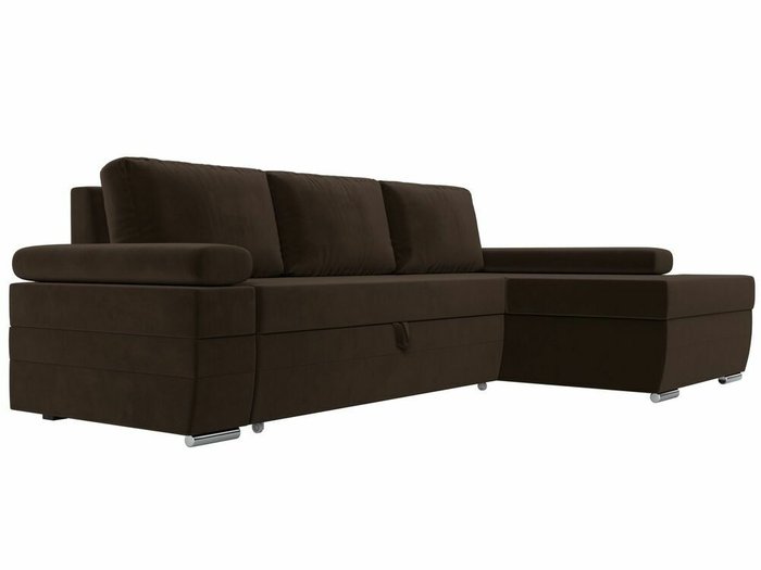 Угловой диван-кровать Канкун коричневого цвета правый угол - лучшие Угловые диваны в INMYROOM