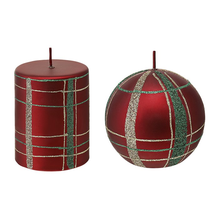 Набор из двух декоративных свечей Festive classics красного цвета