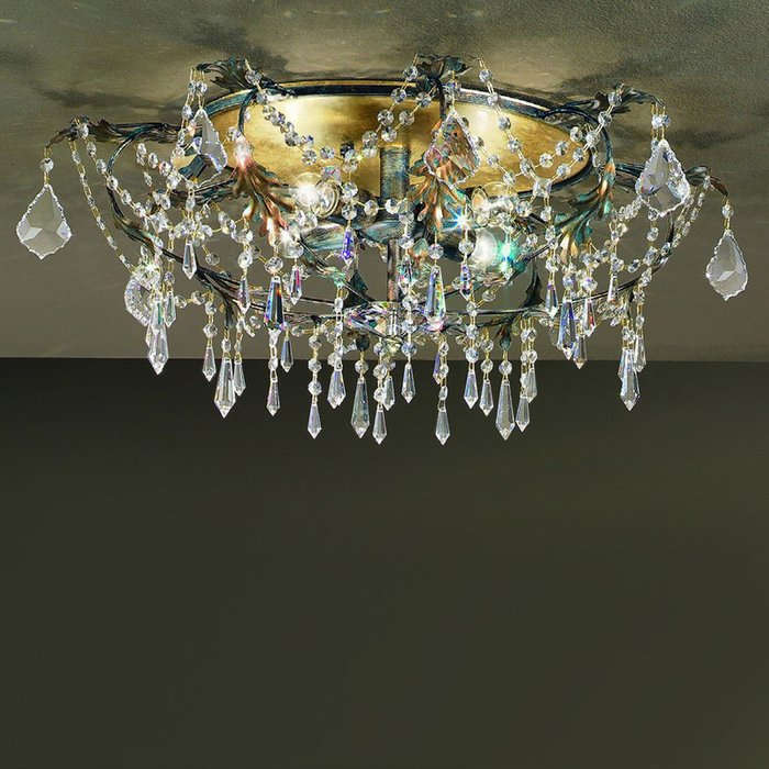 Потолочный светильник MM Lampadari Ovali  с подвесками из прозрачного хрусталя  - купить Потолочные люстры по цене 70110.0