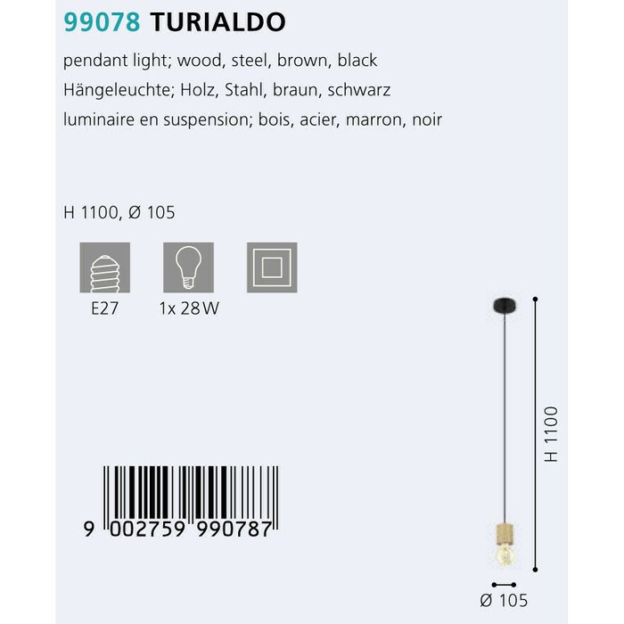 Подвесной светильник Eglo Turialdo 99078 - лучшие Подвесные светильники в INMYROOM