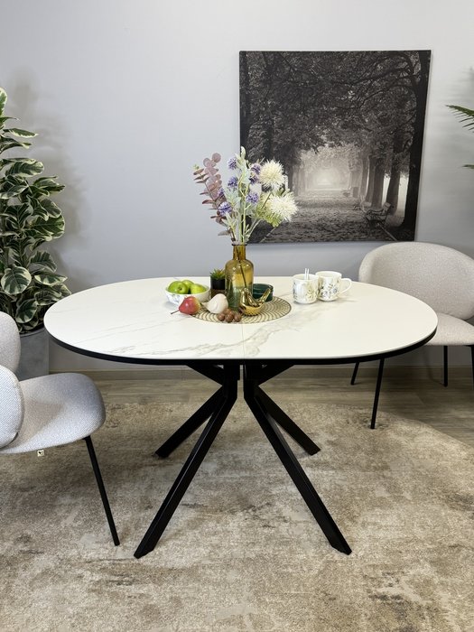 Раздвижной обеденный стол DO1300 с керамической столешницей белого цвета  - купить Обеденные столы по цене 43990