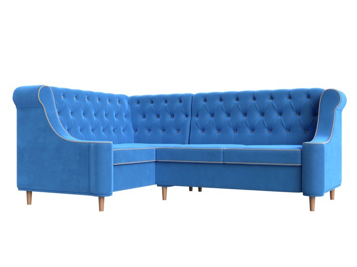 Угловой диван Бронкс голубого цвета левый угол