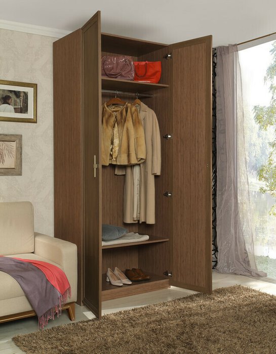 Шкаф для одежды с алюминиевым профилем Palmari коричневого цвета - лучшие Шкафы распашные в INMYROOM