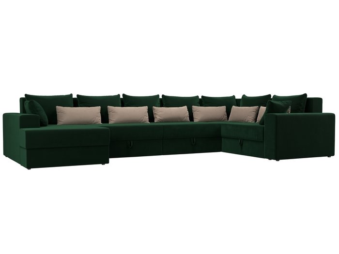 Угловой диван-кровать Мэдисон зелено-бежевого цвета правый угол
