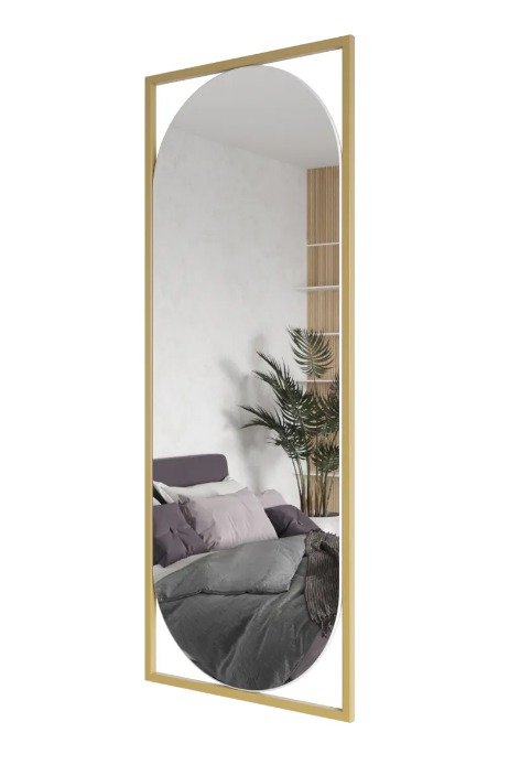 Дизайнерское настенное зеркало Lustrous в металлической раме золотого цвета - купить Настенные зеркала по цене 12900.0