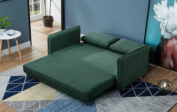 Прямой диван-кровать Arizona темно-зеленого цвета - купить Прямые диваны по цене 64452.0