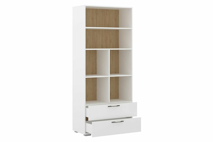 Книжный шкаф Нордвик белого цвета с двумя ящиками - купить Книжные шкафы по цене 20890.0