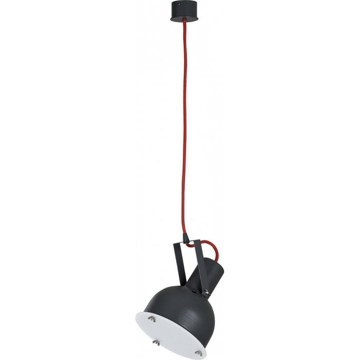Подвесной светильник Industrial чёрного цвета на красном тросе 