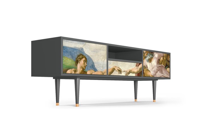 Тумба под TV T6 The Creation of Adam by Michelangelo с корпусом графитового цвета   - лучшие Тумбы для ТВ в INMYROOM