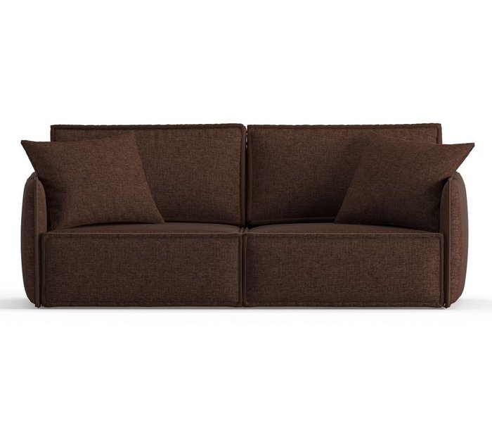 Диван-кровать из рогожки Лортон темно-коричневого цвета - купить Прямые диваны по цене 41590.0