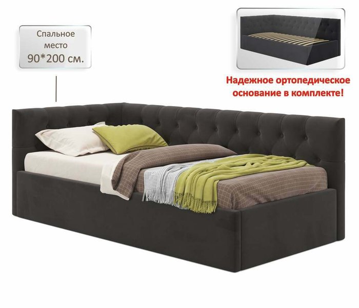 Кровать Afelia 90х200 коричневого цвета с ортопедическим основанием - купить Кровати для спальни по цене 21900.0