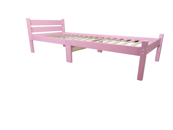 Кровать Компакт сосновая с ортопедическим основанием 60х200 розового цвета - купить Одноярусные кроватки по цене 10351.0