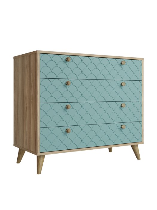 Комод Велламо ВО-12 цвет блэквуд ячменный/бирюза