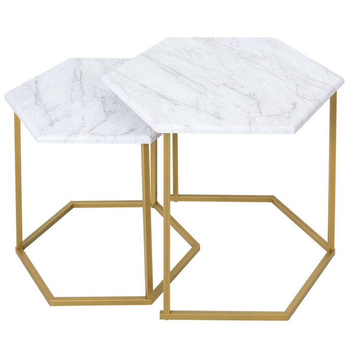 Набор из двух журнальных столиков МеталлАрт М003 бело-золотого цвета - купить Журнальные столики по цене 8648 Набор из двух журнальных столиков МеталлАрт М003 бело-золотого цвета - купить Журнальные столики по цене 8648