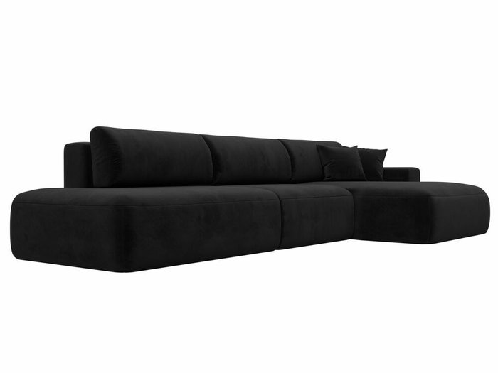 Угловой диван-кровать Лига 036 Модерн Лонг черного цвета правый угол - лучшие Угловые диваны в INMYROOM