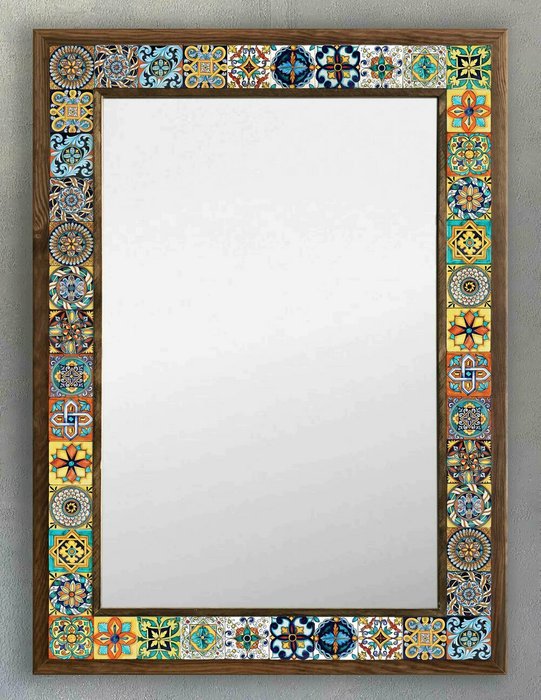 Настенное зеркало 53x73 с рамкой из натурального камня в виде мозаики - купить Настенные зеркала по цене 27866.0