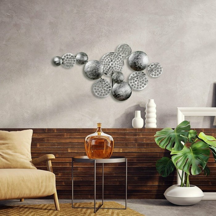 Настенный декор ручной работы 45х82 из металла серебряного цвета - лучшие Декор стен в INMYROOM