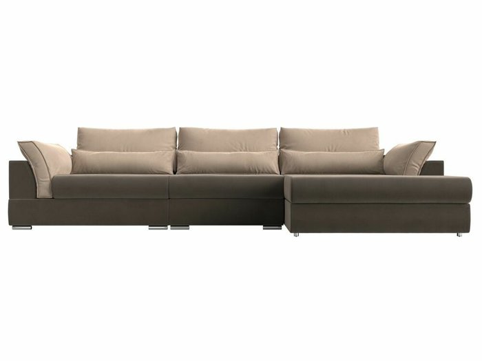 Угловой диван-кровать Пекин Long бежево-коричневого цвета угол правый - купить Угловые диваны по цене 112999.0