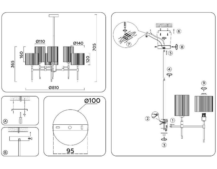 Люстра на штанге Heigh Light LH72383 (ткань, цвет серый) - лучшие Подвесные люстры в INMYROOM