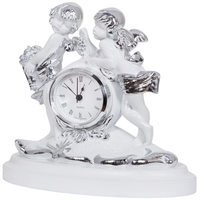 Часы настольные Путти малые бело-серебряного цвета - купить Часы по цене 8682.0