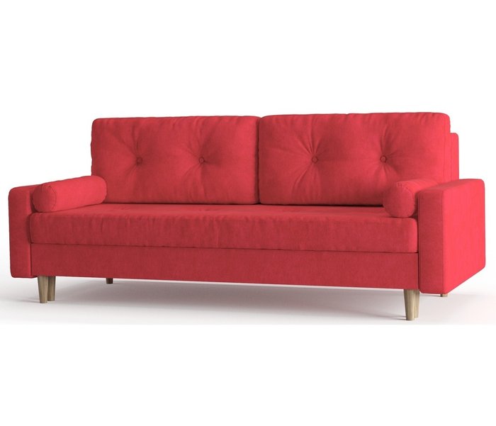 Диван-кровать из вельвета Basel красного цвета