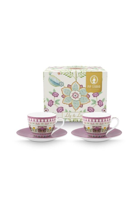 Набор из двух чашек для эспрессо с блюдцами Lily&Lotus розового цвета Набор из двух чашек для эспрессо с блюдцами Lily&Lotus розового цвета