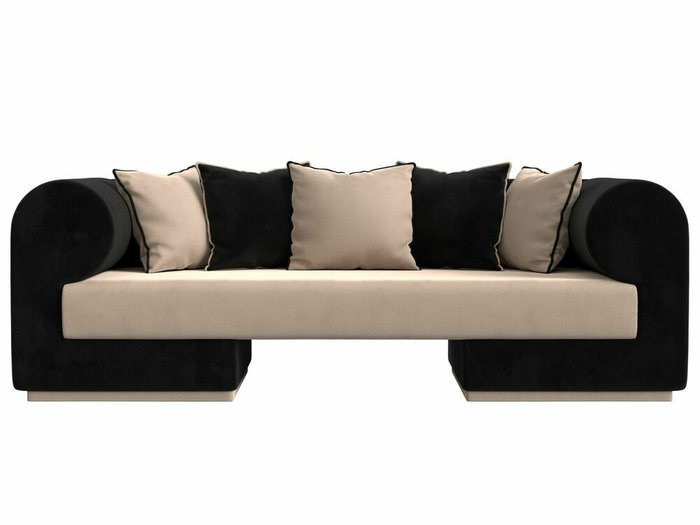 Прямой диван Кипр черно-бежевого цвета - купить Прямые диваны по цене 49999.0