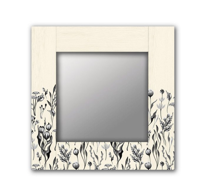 Настенное зеркало Полевые цветы 50х65 бежевого цвета - купить Настенные зеркала по цене 13190.0