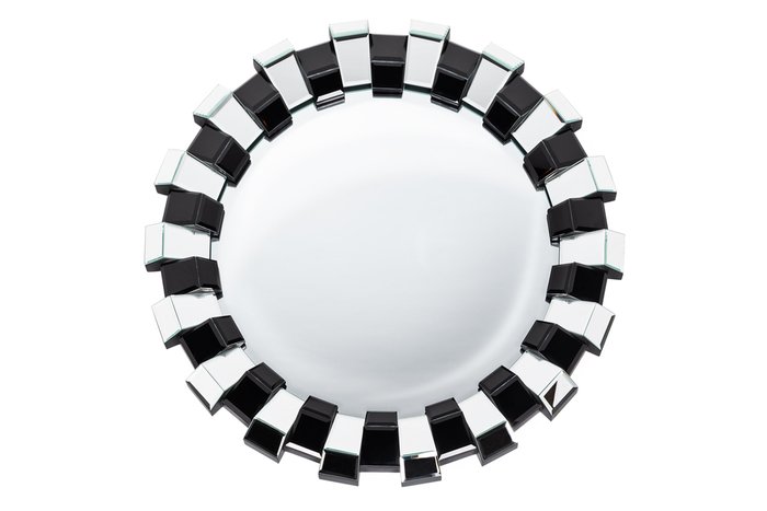 Зеркало настенное декоративное круглое в раме с черными элементами
