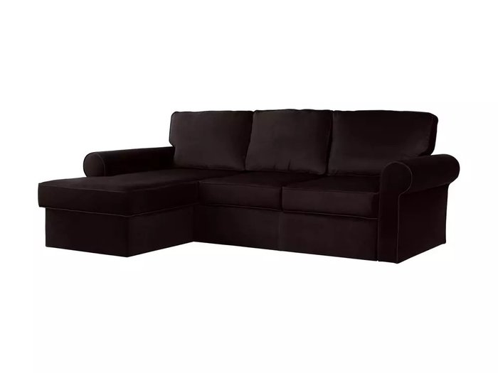 Угловой диван-кровать Murom в обивке из велюра темно-коричневого цвета