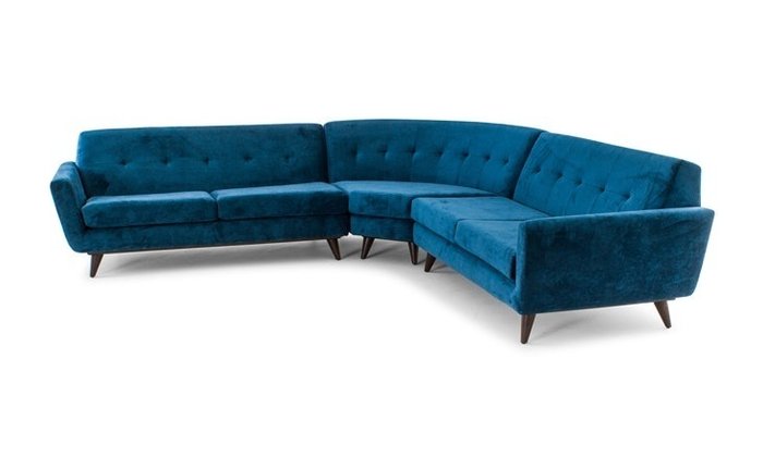 Модульный  угловой диван синего цвета - купить Угловые диваны по цене 159900.0