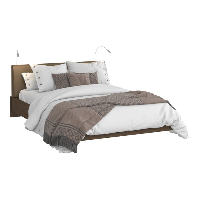 Кровать Сиена 180х200 коричневого цвета с двумя светильниками  - лучшие Кровати для спальни в INMYROOM