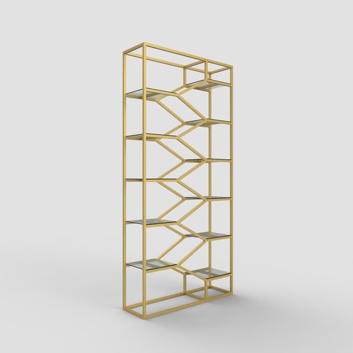 Стеллаж "Aurora" золото с прозрачным стеклом (2100х1000х300)